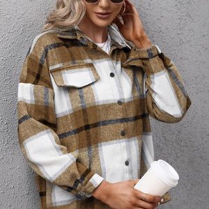 Plaid Button Down Flannel Shirt Jacket